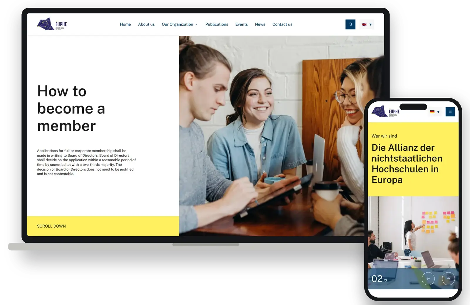 Become a member page on desktop, and the German homepage on mobile