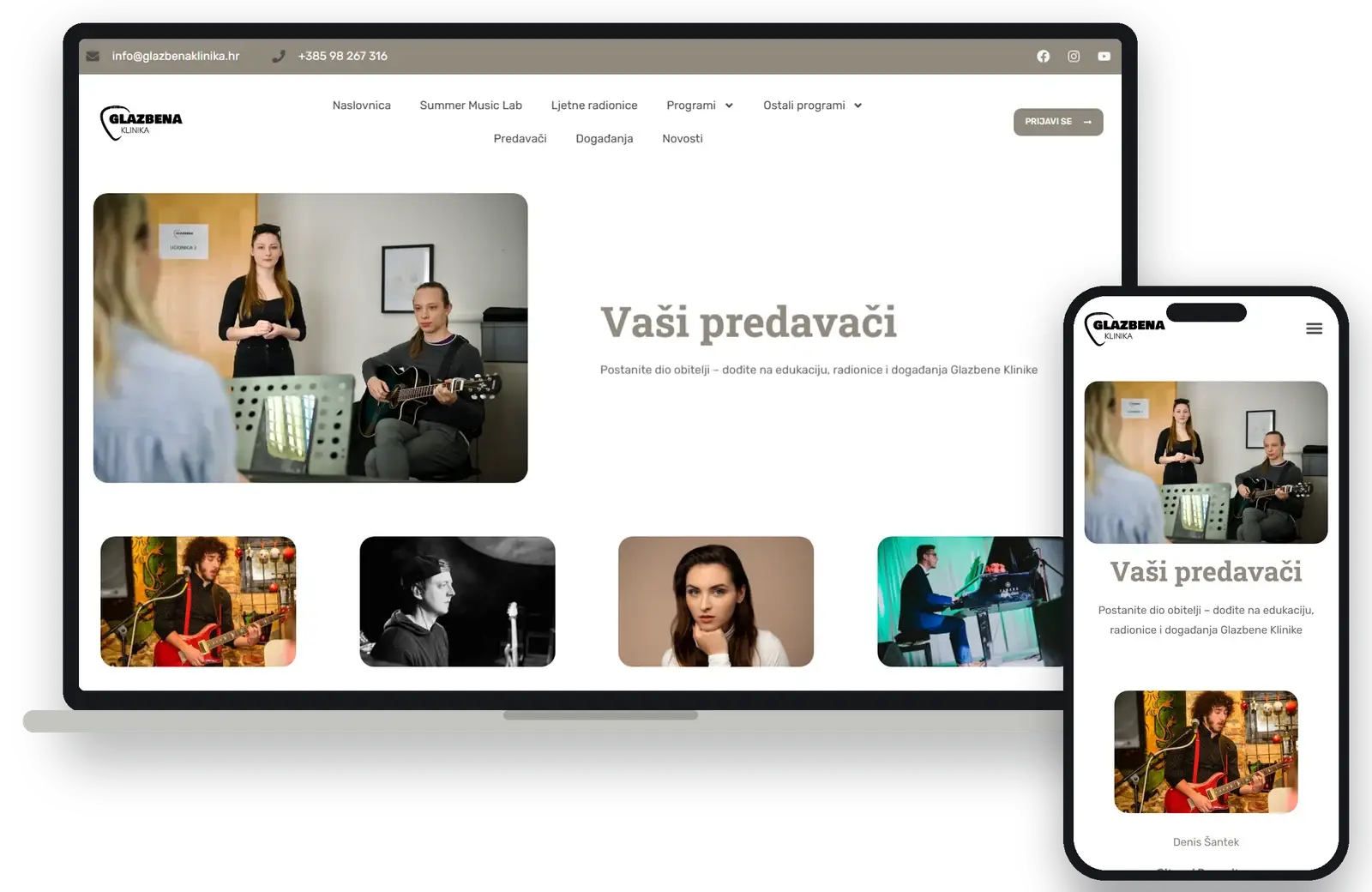 Mentors page with photo cards, on desktop and mobile