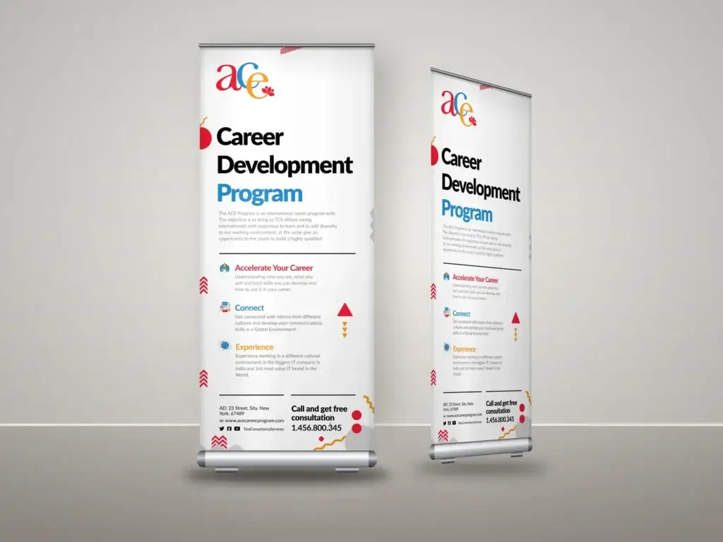 Two ACE Career Development Program roll-up banners